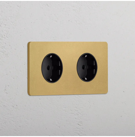 Eluttag - Dubbel Antique Brass/Svart