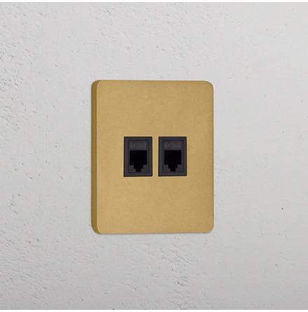 Datauttag Dubbelt Antique Brass/Svart