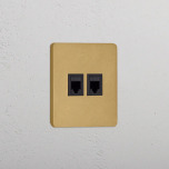 Datauttag Dubbelt Antique Brass/Svart