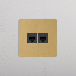 Datauttag Dubbelt Antique Brass/Svart