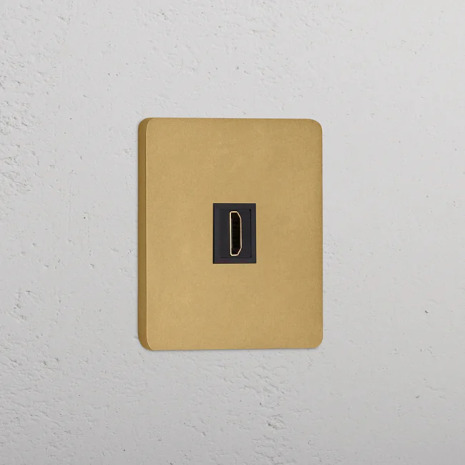 HDMI uttag Singel Antique Brass/Svart