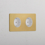 Eluttag - Dubbel Antique Brass/Vitt