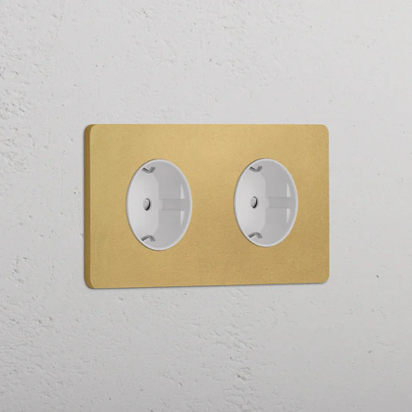 Eluttag - Dubbel Antique Brass/Vitt