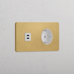 Eluttag + USB-C Antique Brass/Vitt