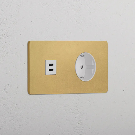 Eluttag + USB-C Antique Brass/Vitt