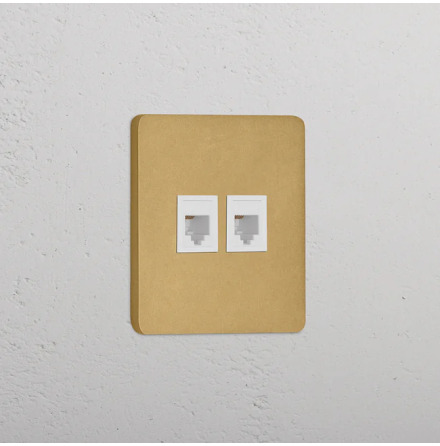 Datauttag Dubbelt Antique Brass/Vitt