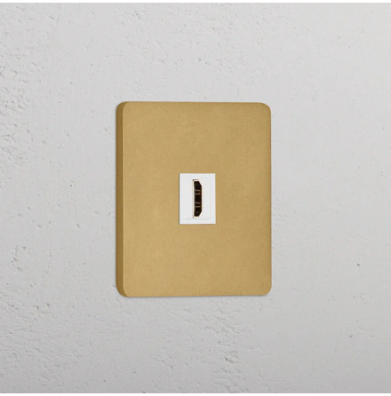 HDMI uttag Singel Antique Brass/Vitt