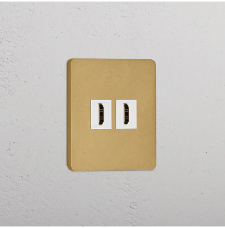 HDMI uttag Dubbelt Antique Brass/Vitt