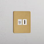 Data + HDMI uttag Antique Brass/Vitt