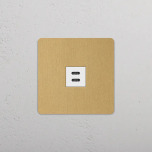 Dubbelt USB-C uttag Antique Brass/Vitt