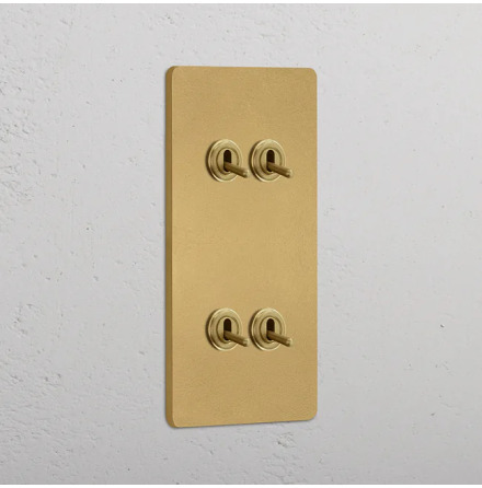 2+2 Vertikal Vippstr�mbrytare Antique Brass