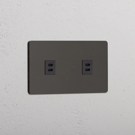 2 x Dubbelt USB-C uttag Bronze