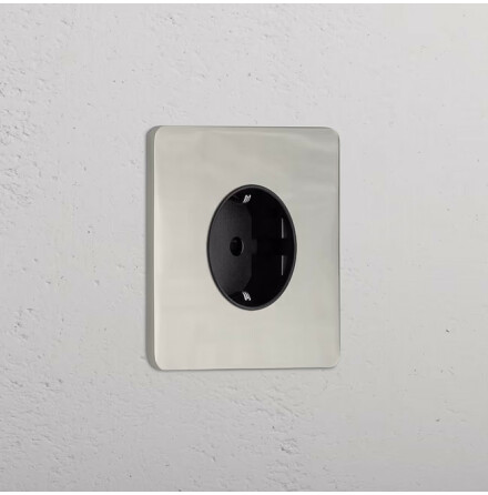 Eluttag - Singel Polished Nickel/Svart