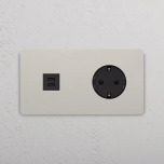 Eluttag + USB-C Nickel/Svart