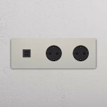 Eluttag dubbelt + USB-C Nickel/Svart