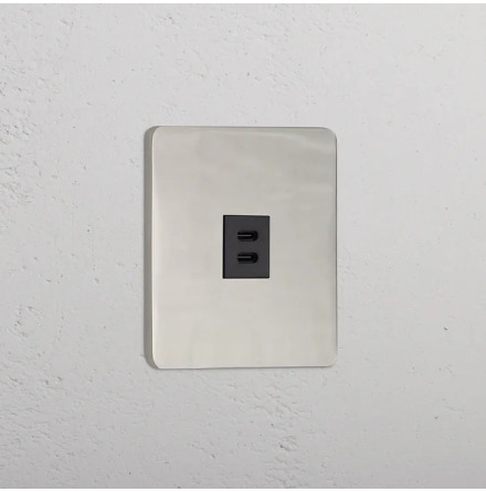 Dubbelt USB-C uttag Nickel/Svart