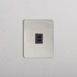 Dubbelt USB-C uttag Nickel/Svart