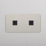 2 x Dubbelt USB-C uttag Nickel/Svart