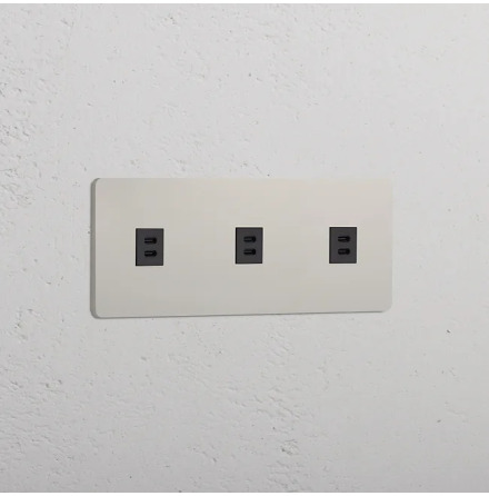 3 x Dubbelt USB-C uttag Nickel/Svart
