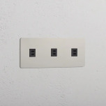 3 x Dubbelt USB-C uttag Nickel/Svart