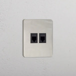 Datauttag dubbelt Polished Nickel/Svart