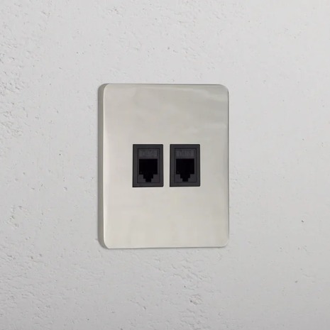 Datauttag dubbelt Polished Nickel/Svart