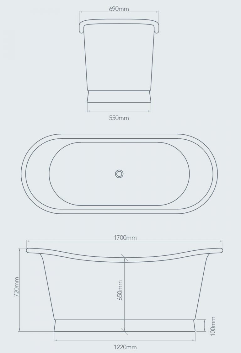 Kopparbadkar färgad emalj 170 cm