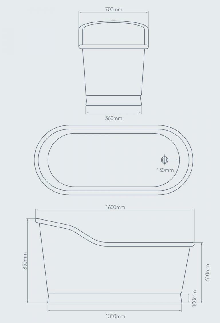 Kopparbadkar Slipper 160 cm färgad emalj