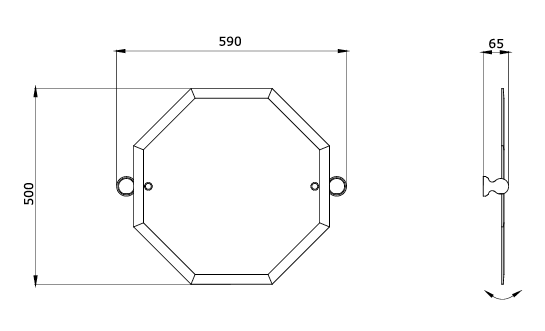 Måttskiss Spegel Octagon