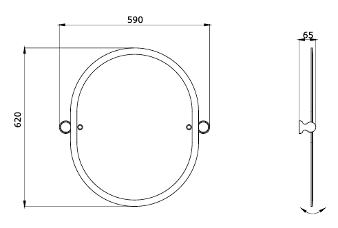 Måttskiss Spegel Oval