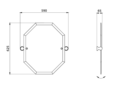 Måttskiss Spegel Oval Octagon